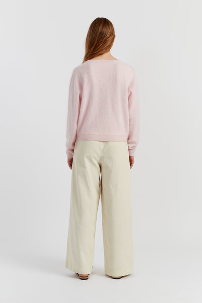 Peachy-Pink Brushed Pure Cashmere Sweater