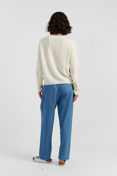 Cream Wool-Cashmere Argyle Sweater