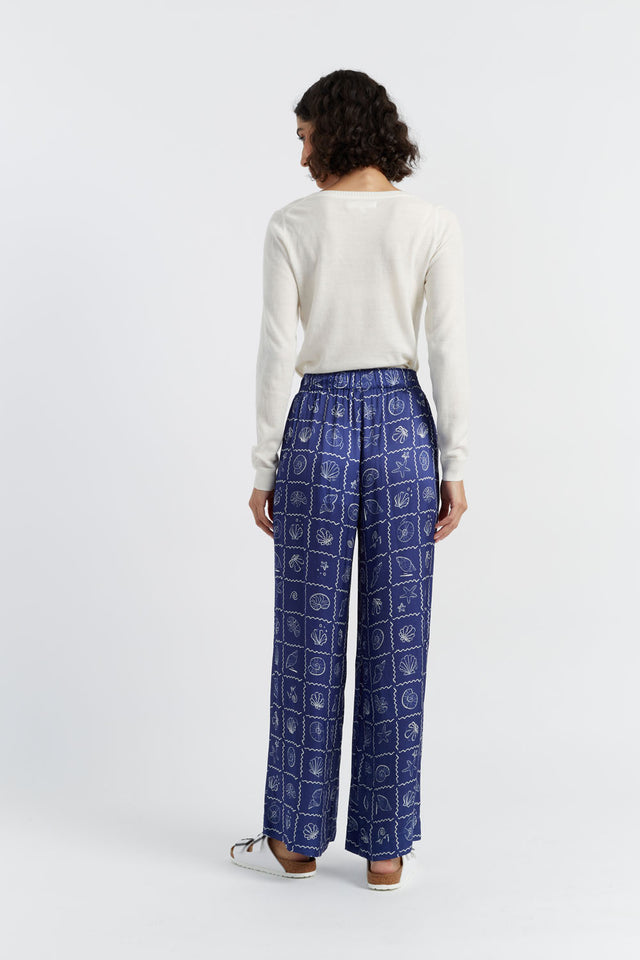 Blue Viscose-Rayon La Mer Trousers image 4