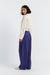 Blue Tencel-Linen Pleat Trousers