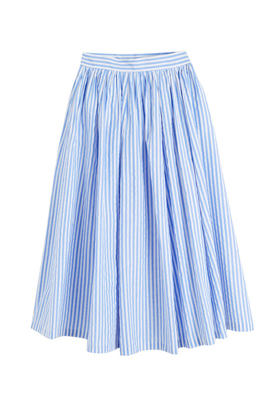 Blue Cotton Oxford Stripe Skirt