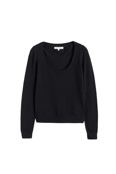 Black Pure Merino Scoop Neck Sweater