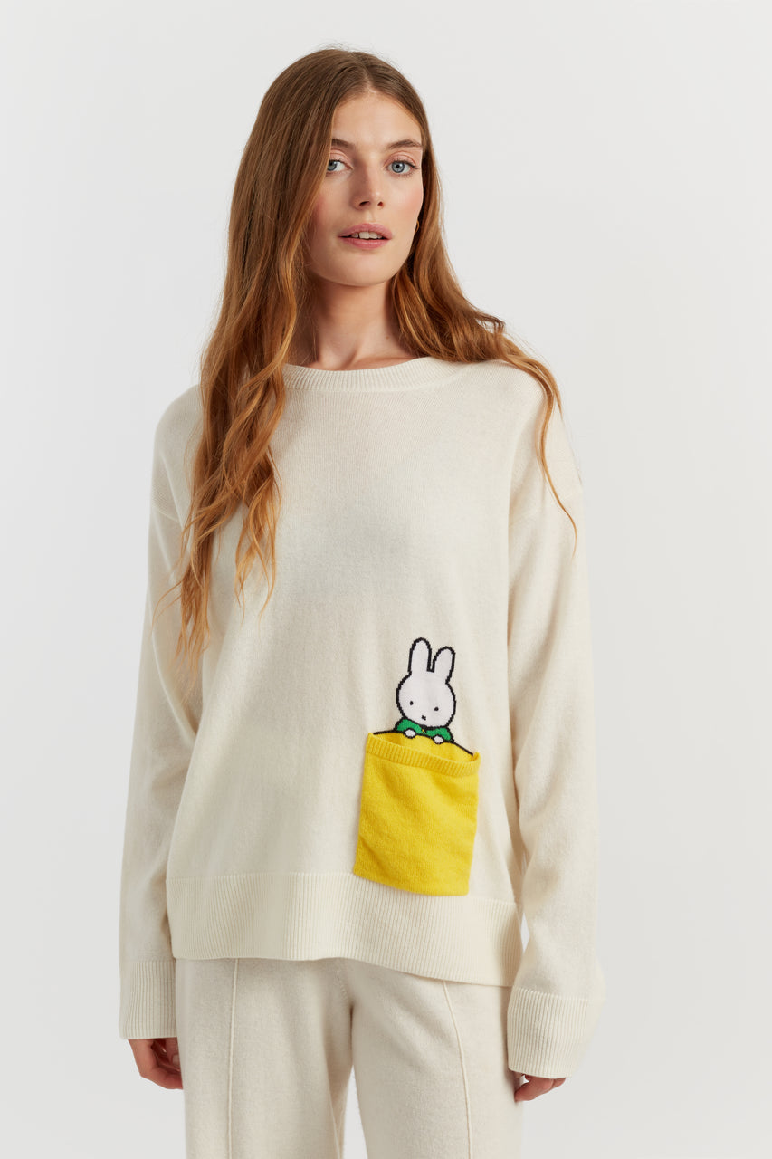 Cream Wool-Cashmere Miffy Peek Pocket Sweater - Chinti & Parker UK