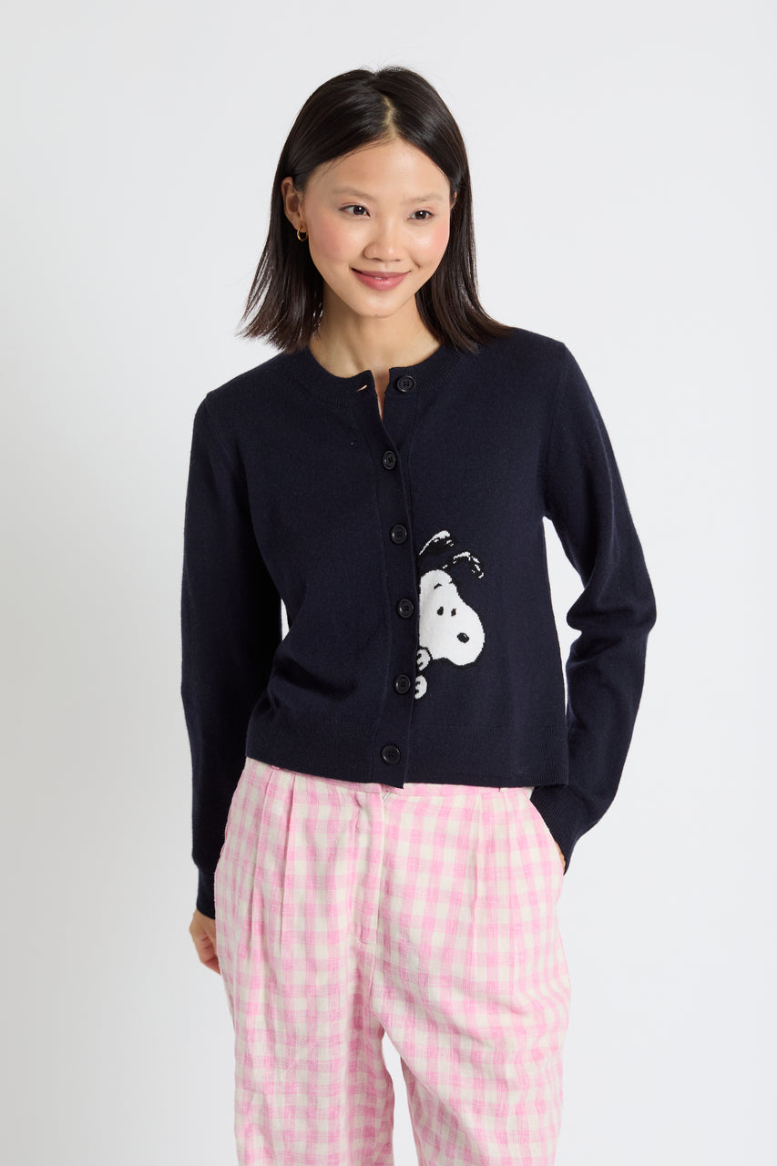 Navy Wool-Cashmere SneEky Snoopy Cardigan - Chinti & Parker UK