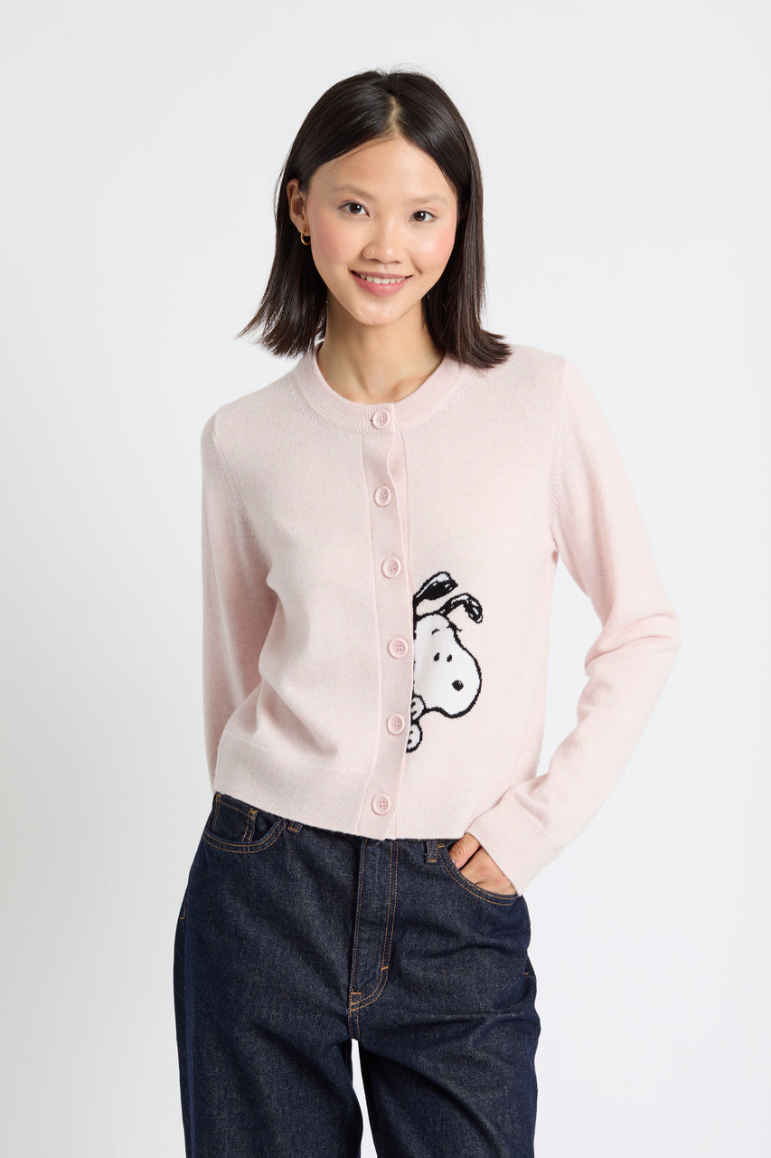 Pink-Melange Wool-Cashmere SneEky Snoopy Cardigan - Chinti & Parker UK