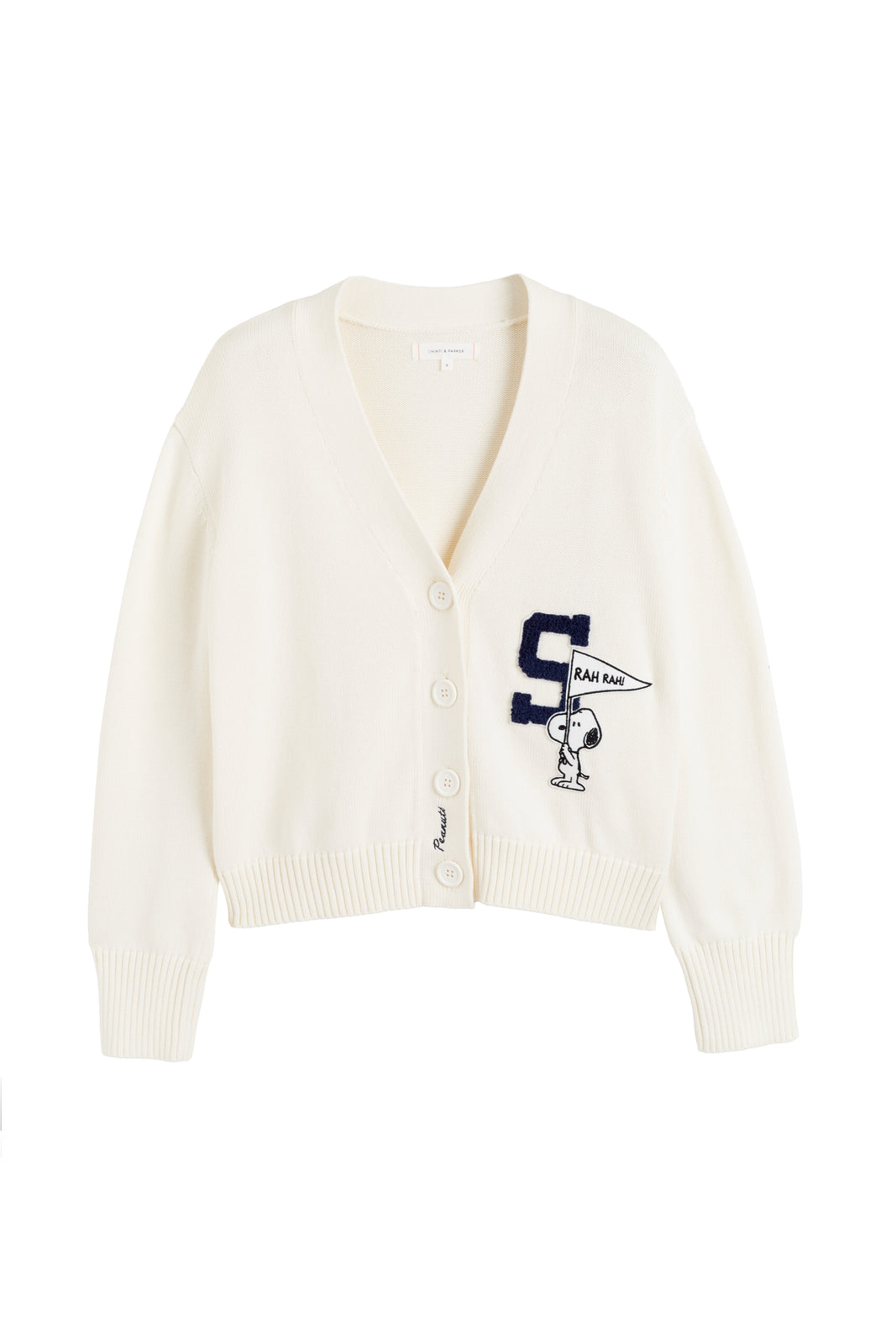 Cream Cotton Snoopy Varsity Cardigan - Chinti & Parker UK