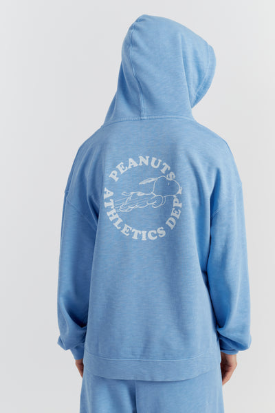 Sky-Blue Cotton Jog On Snoopy Hoodie