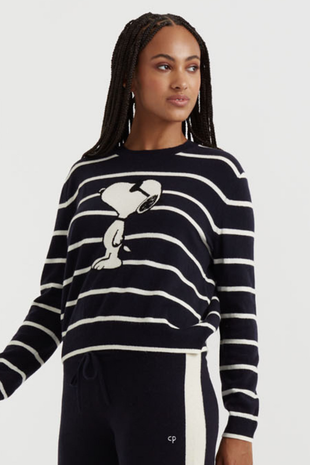 Navy Stripe Wool-Cashmere Snoopy Sweater image 1