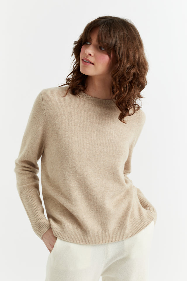 Oatmeal Cashmere Boxy Sweater image 1