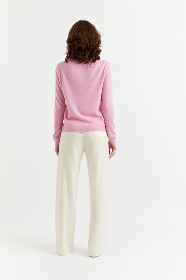 Candy-Pink Cashmere Crew Sweater image 3