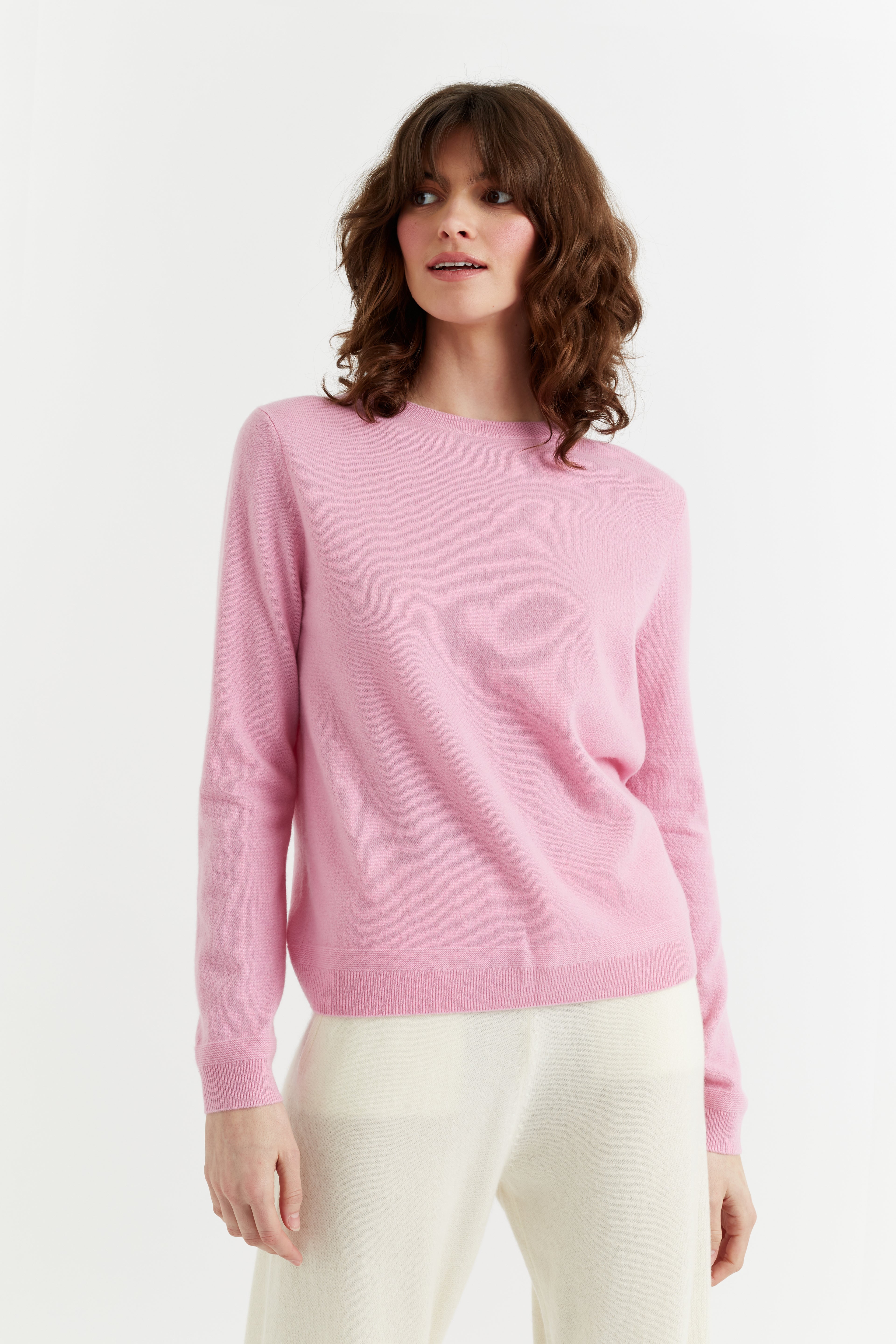 Candy-Pink Cashmere Crew Sweater