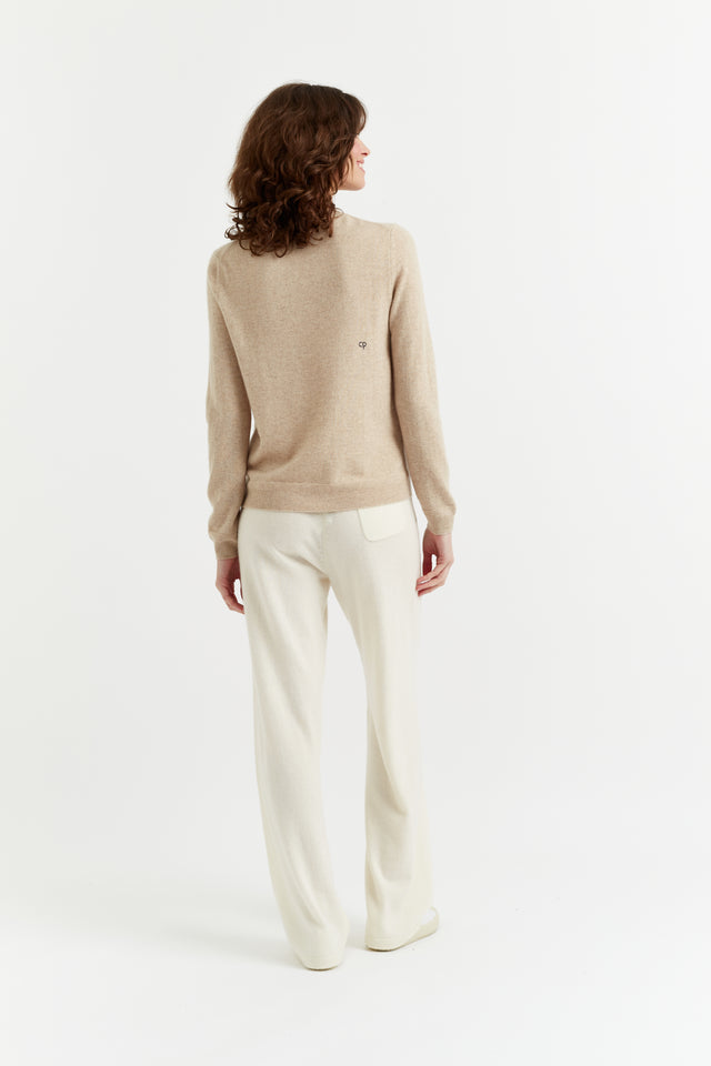 Oatmeal Cashmere Crew Sweater image 3