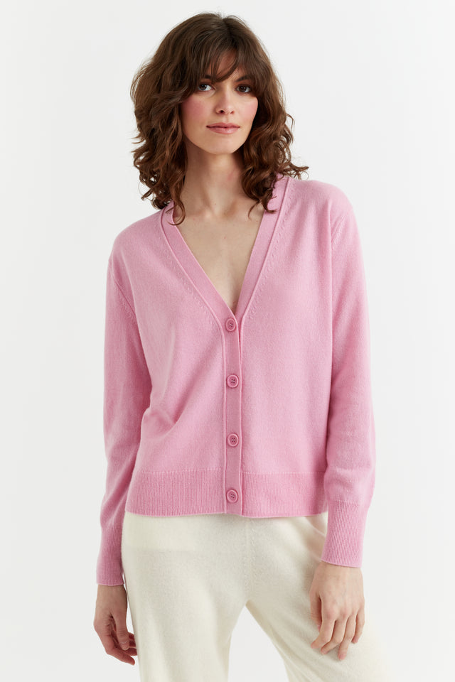 Candy-Pink Cashmere Cardigan image 1