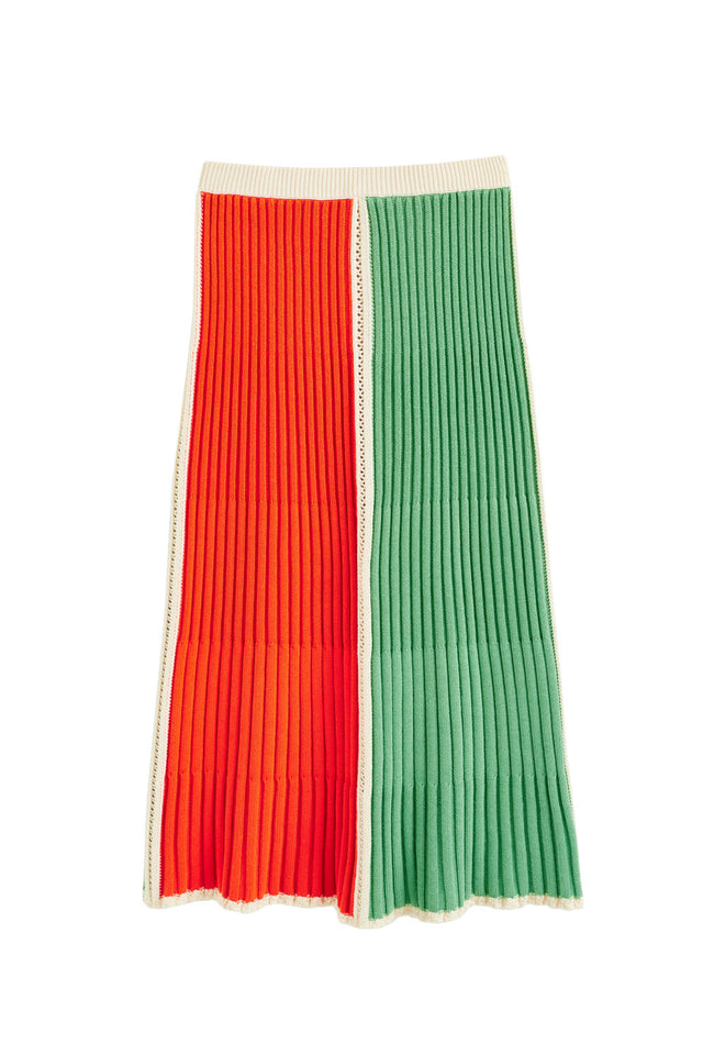 Green-Orange Cotton Riviera Colourblock Skirt image 2