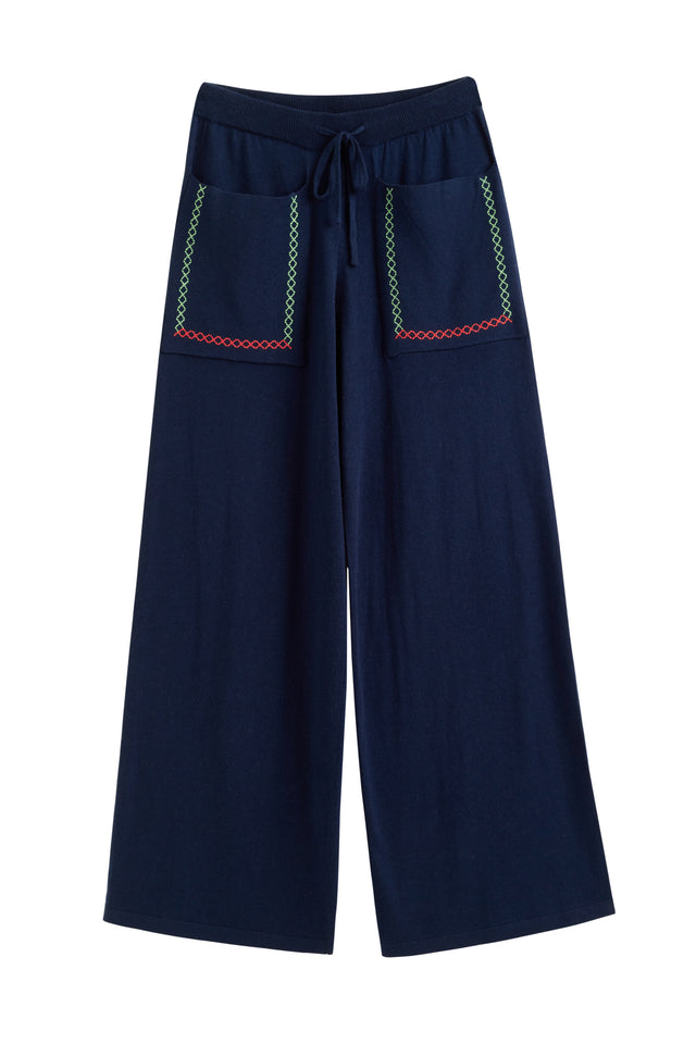 Navy Cotton-Cashmere Santorini Trousers image 2