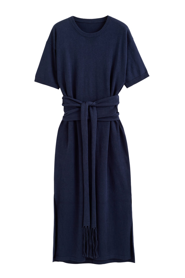 Navy Linen-Cotton Monaco Dress image 2