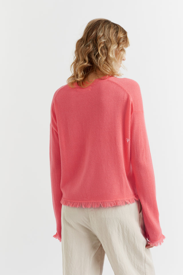 Coral Wool-Cashmere Fringe Sweater image 3