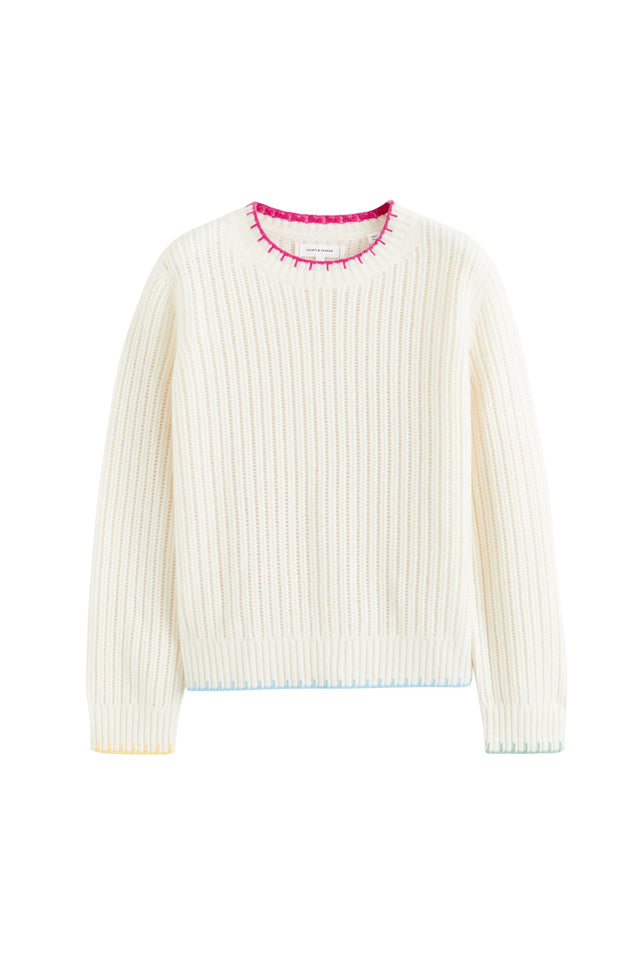 Cream Wool-Cashmere Summer Stitch Sweater image 2