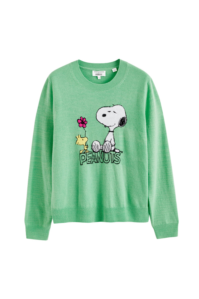 Green Wool-Cashmere Flower Power Peanuts Sweater image 2