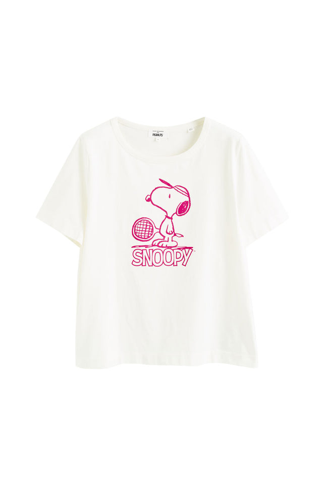 Cream Cotton Retro Snoopy T-shirt image 2