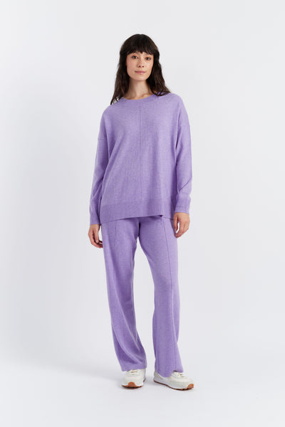 Lavender Wool-Cashmere Slouchy Sweater