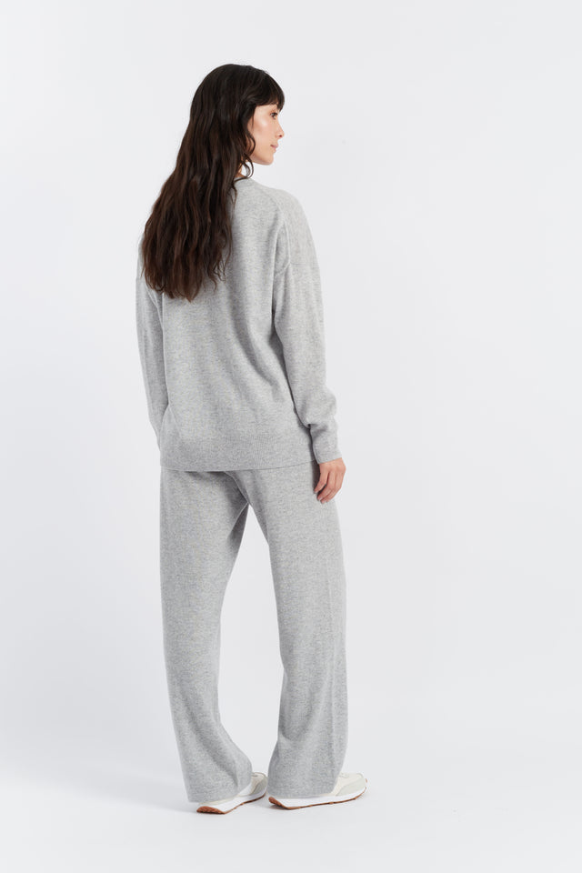 Light-Grey Wool-Cashmere Wide-Leg Track Pants image 3