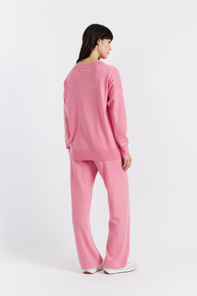 Pink Wool-Cashmere Slouchy Sweater