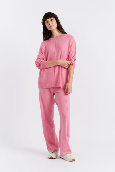 Pink Wool-Cashmere Slouchy Sweater