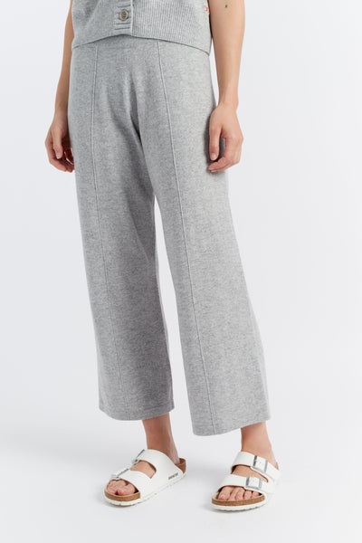 Light-Grey Wool-Cashmere Cropped Track Pants