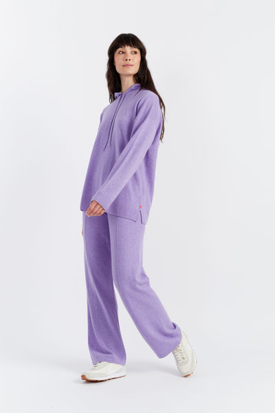 Lavender Wool-Cashmere Relaxed Hoodie