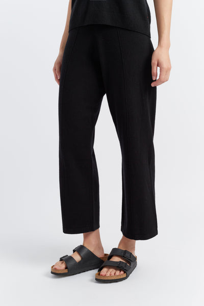 Black Wool-Cashmere Cropped Track Pants