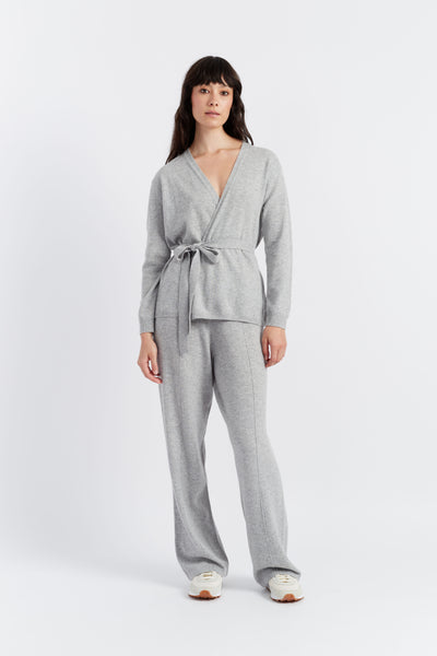 Light-Grey Wool-Cashmere Wrap Cardigan