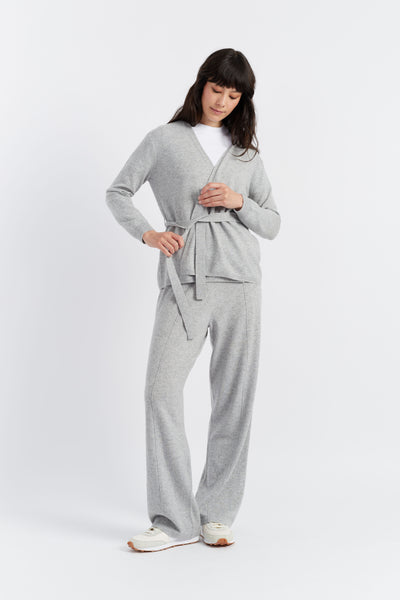 Light-Grey Wool-Cashmere Wrap Cardigan
