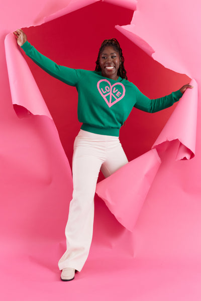 Jolly-Green Wool-Cashmere Love & Peace Sweater