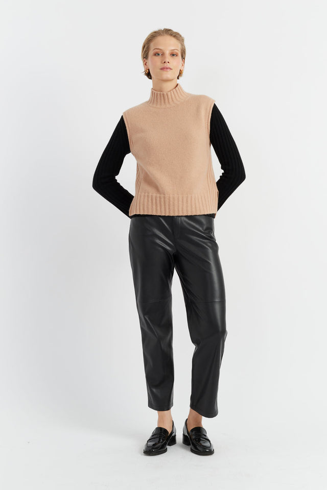 Warm-Beige Pure Cashmere Funnel Tank image 5