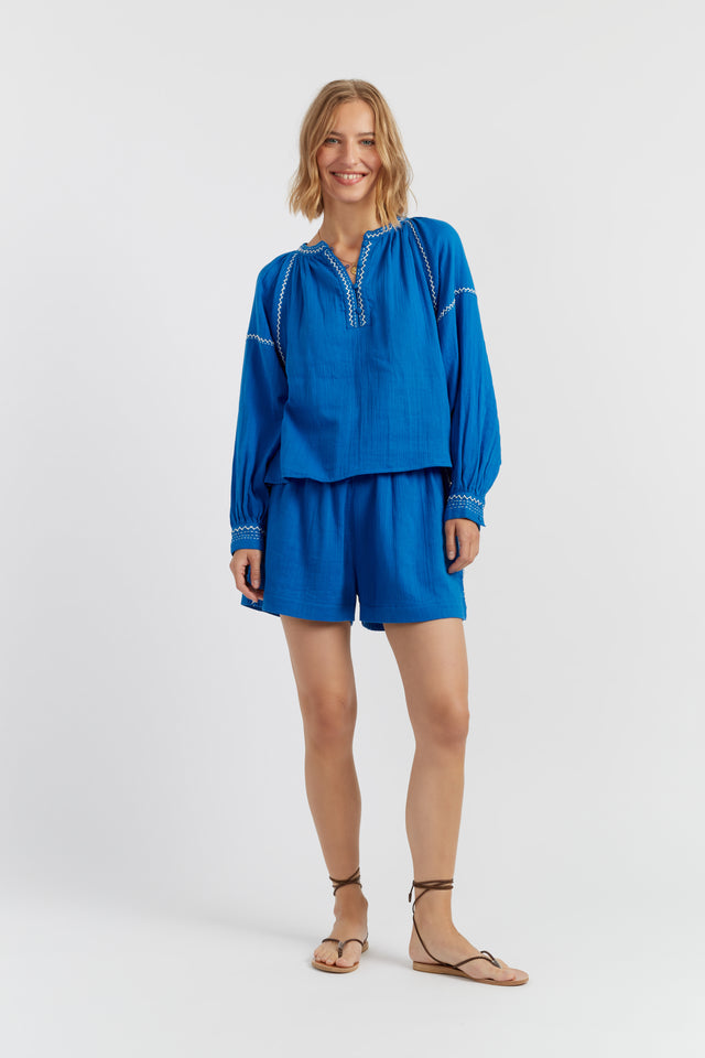 Blue Cotton St Tropez Blouse image 3