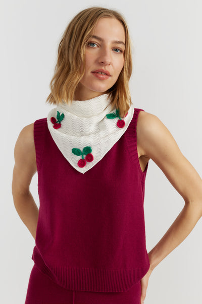 Cream Cotton Cherry Bandana