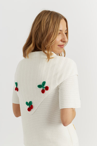 Cream Cotton Cherry Bandana