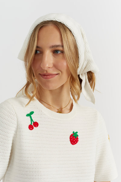 Cream Cotton Cherry Bandana