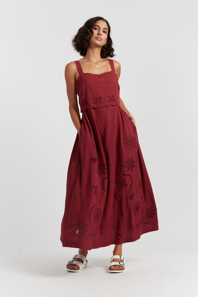 Sienna Linen-Blend Broderie Summer Dress