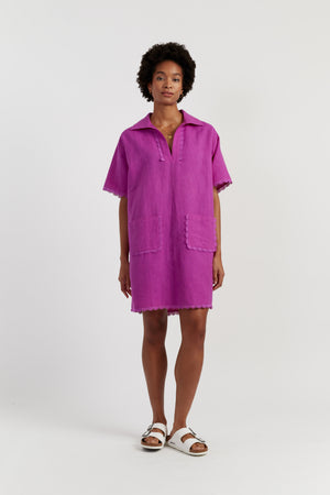 magenta-scallop-linen-tunic-dress
