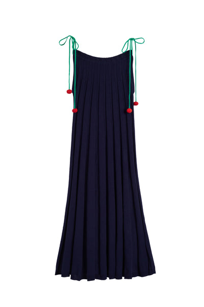 Navy Cotton Cherry Swing Dress