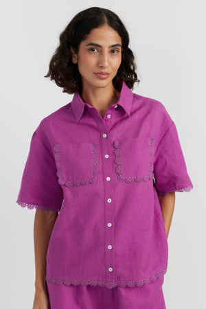 magenta-scallop-edge-linen-shirt