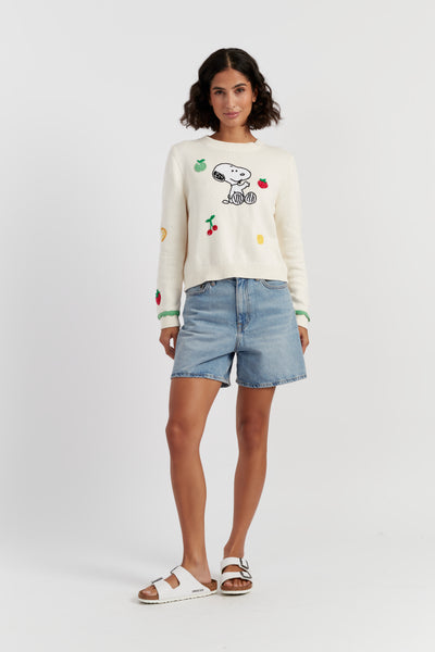 Cream Cotton Fruity Snoopy Sweater