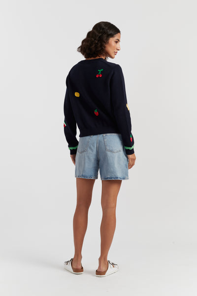 Navy Cotton Fruity Snoopy Sweater