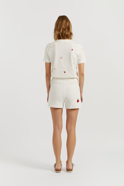 Cream Cotton Snoopy Crochet Shorts