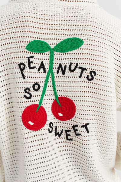 Cream Cotton Snoopy Crochet Hoodie