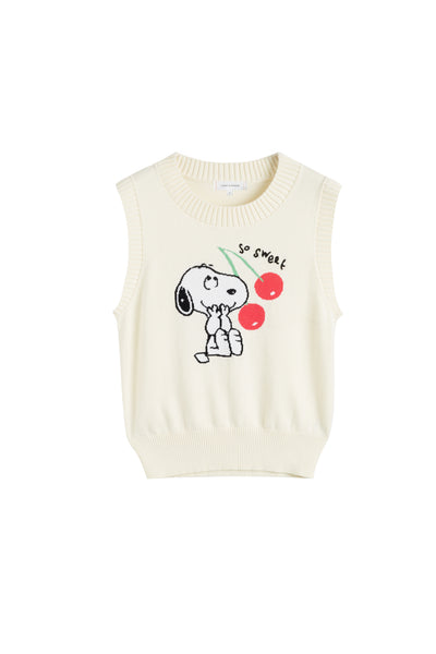 Cream Cotton Snoopy Cherry Tank