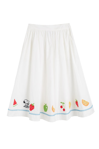 Cream Cotton Snoopy Fruit Skirt