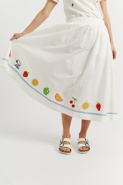 Cream Cotton Snoopy Fruit Skirt